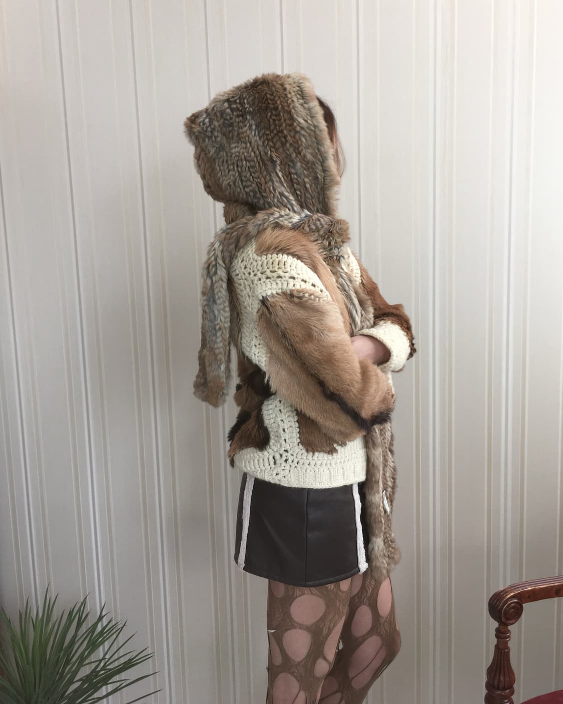 Valencia brown rabbit fur hood muffler 상품이미지7