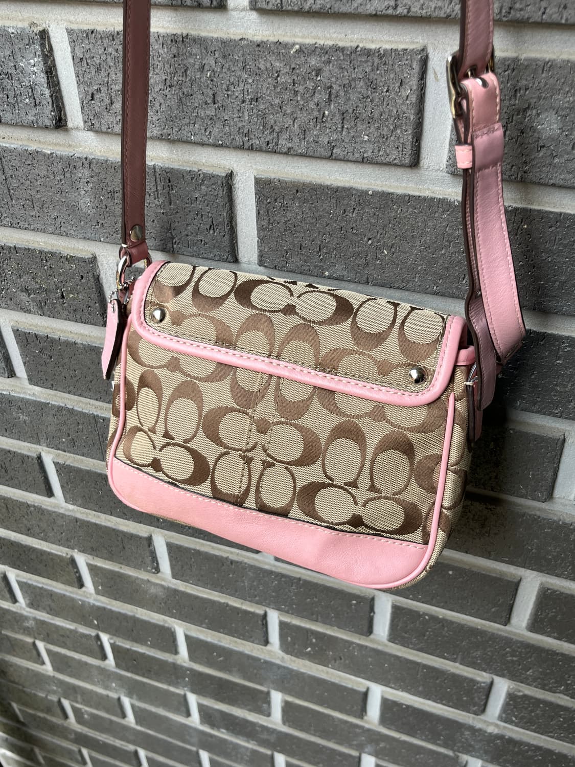 00s Coach 코치 콤비 턴락 백 핑크 상품이미지5