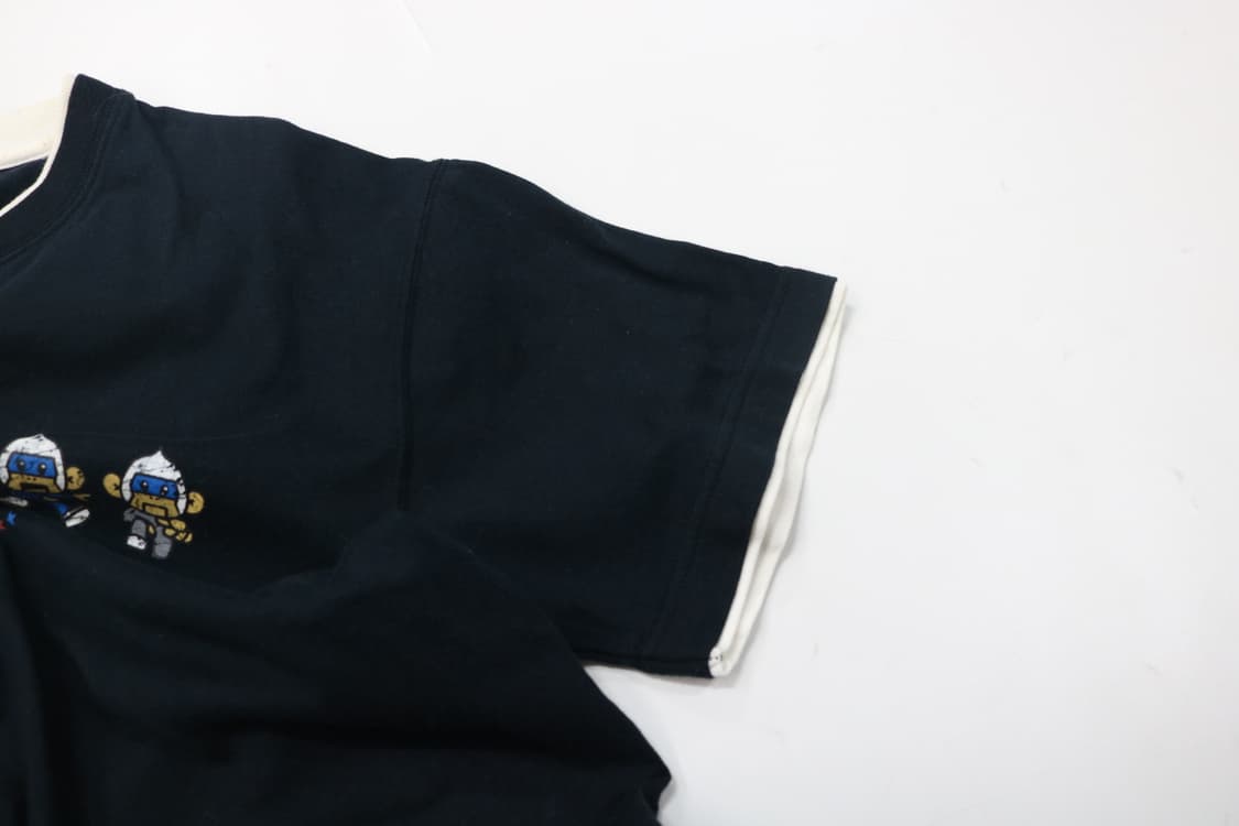 BOPEEP BO-CHAN 빈티지 레이어드 그래픽 몽키 티셔츠 네이비 상품이미지6