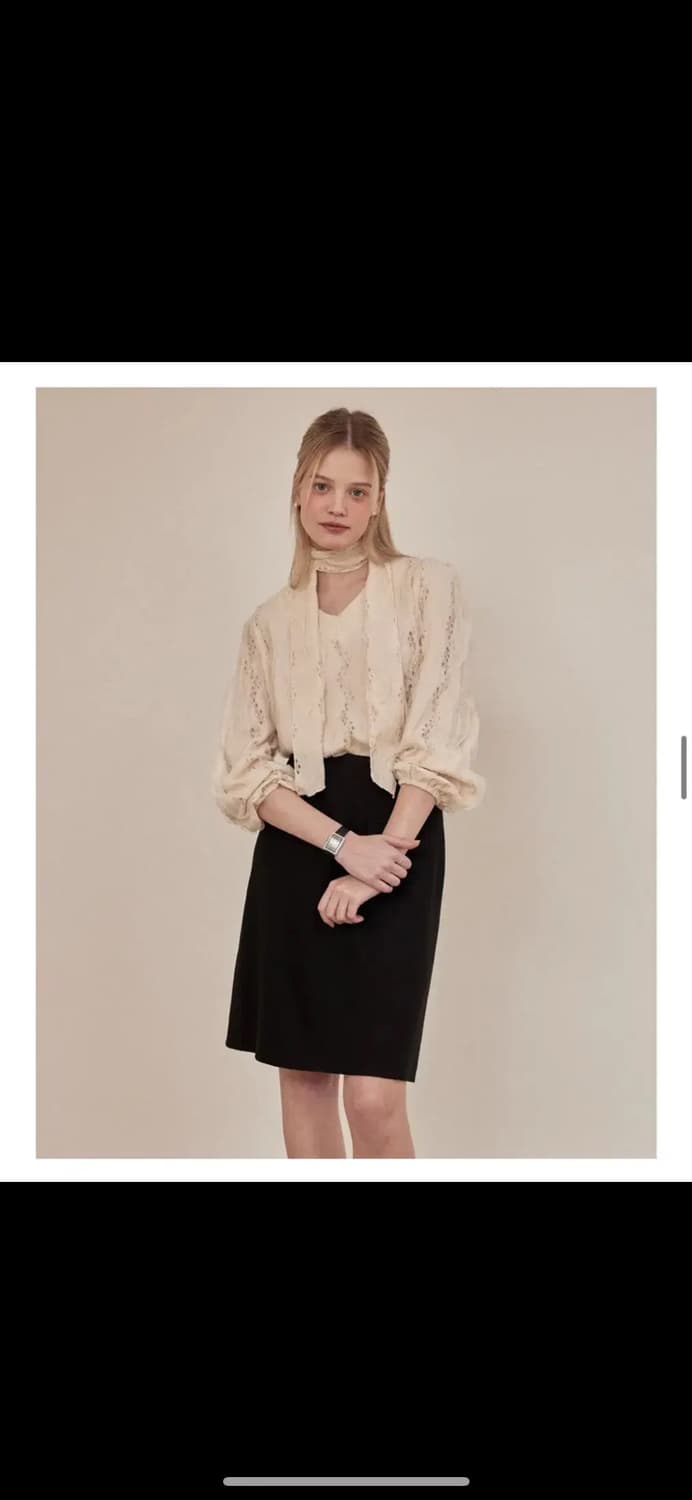 유어네임히얼 여린이타이블라우스 - 라이트 베이지 상품이미지1