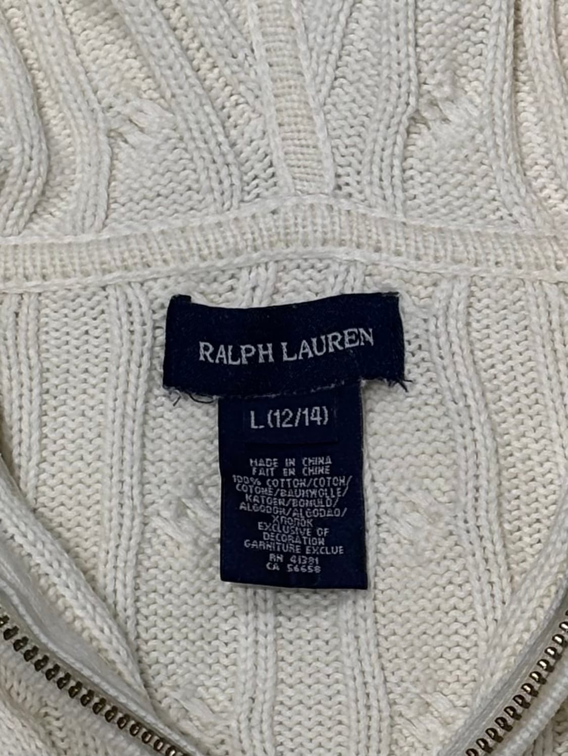 폴로랄프로렌 네이비포니 베이지 케이블 니트 후드집업 상품이미지7