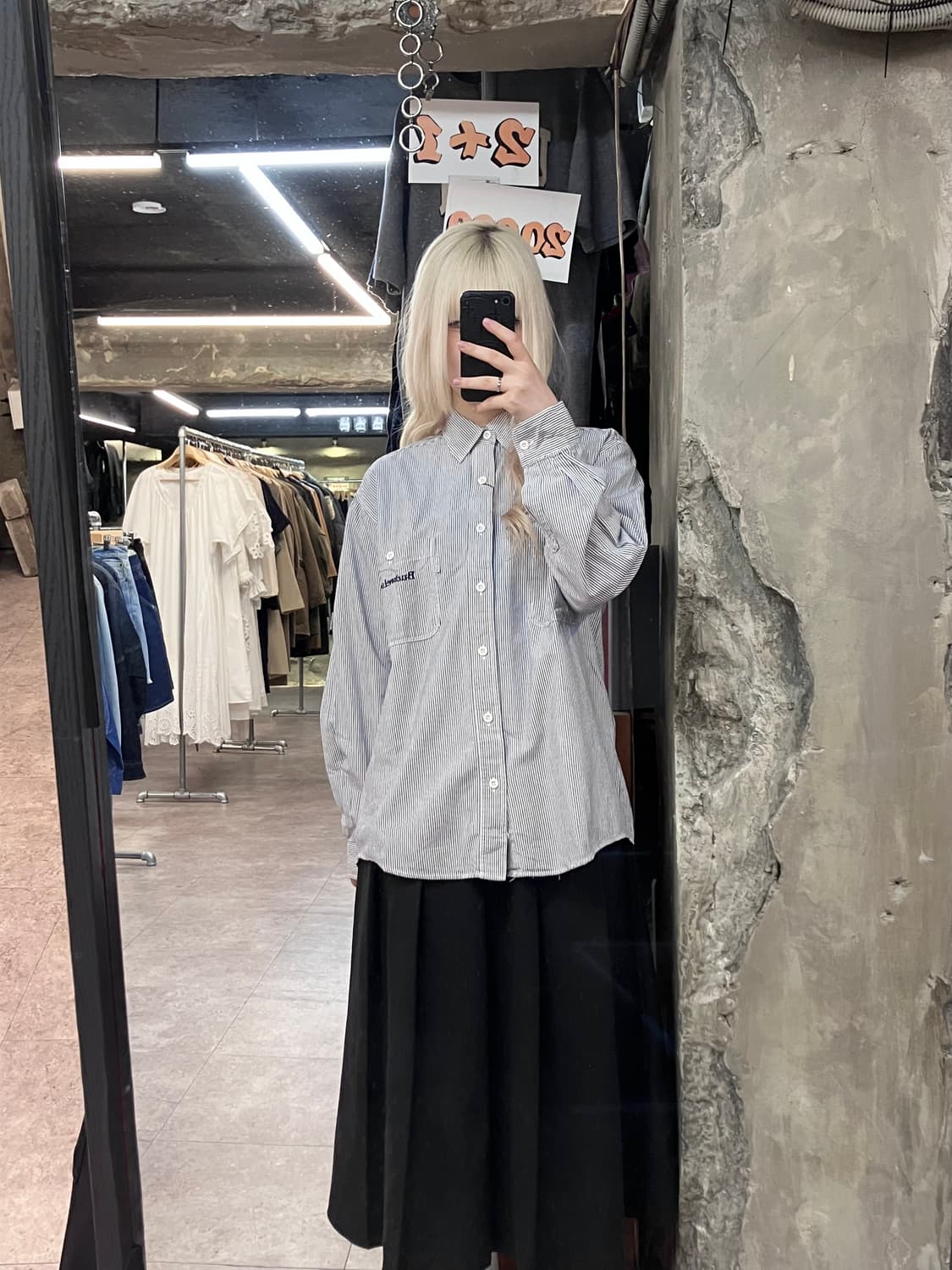 버드와이저 스트라이프 코튼 셔츠 스카이블루  #csz4100 상품이미지2