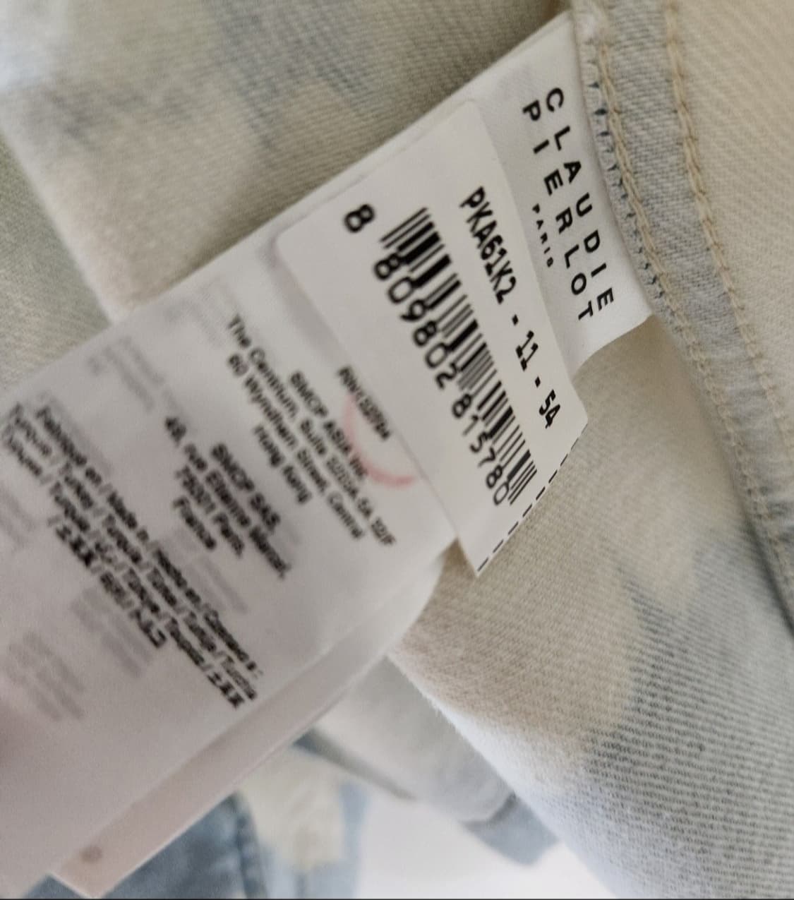 (새상품)끌로디피에로 오픈형 벨티드 워싱 데님자켓 66사이즈 상품이미지8