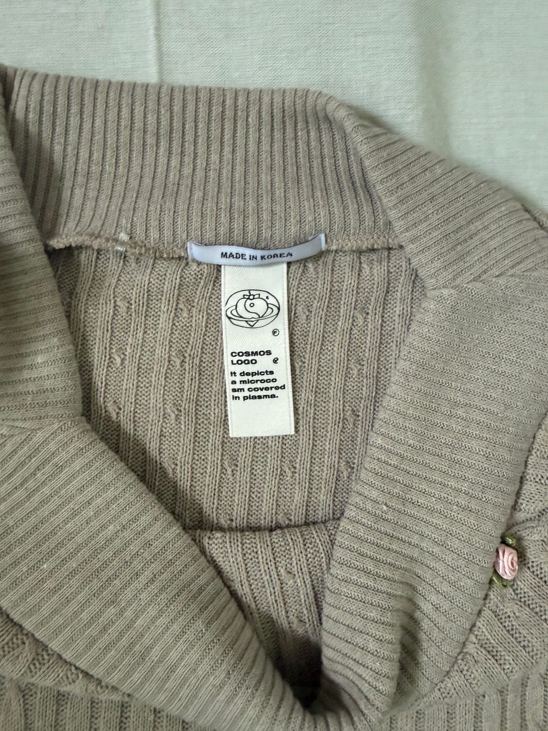 골지 베이지 오프숄더 니트 상품이미지3