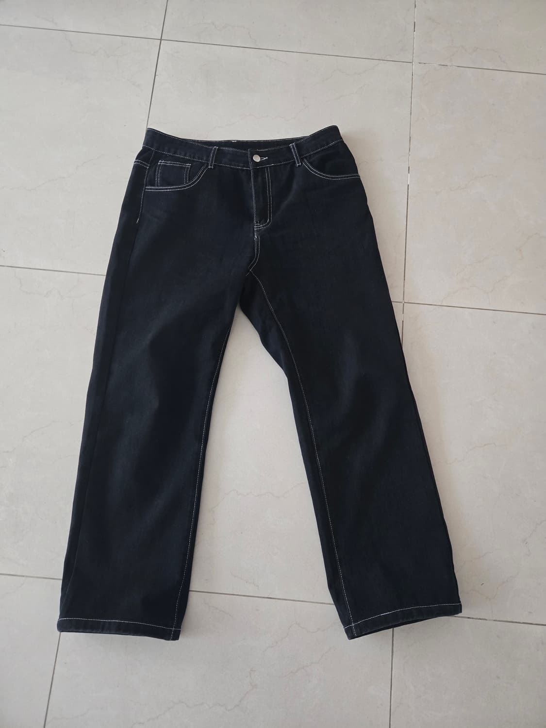 검정 와이드 스티치 블랙진 34사이즈 상품이미지1