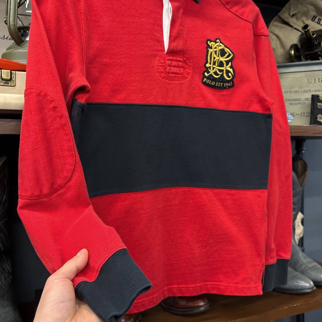 90s 폴로 랄프로렌 RL 자수 와펜 클래식 프레피 럭비티 N806 상품이미지4