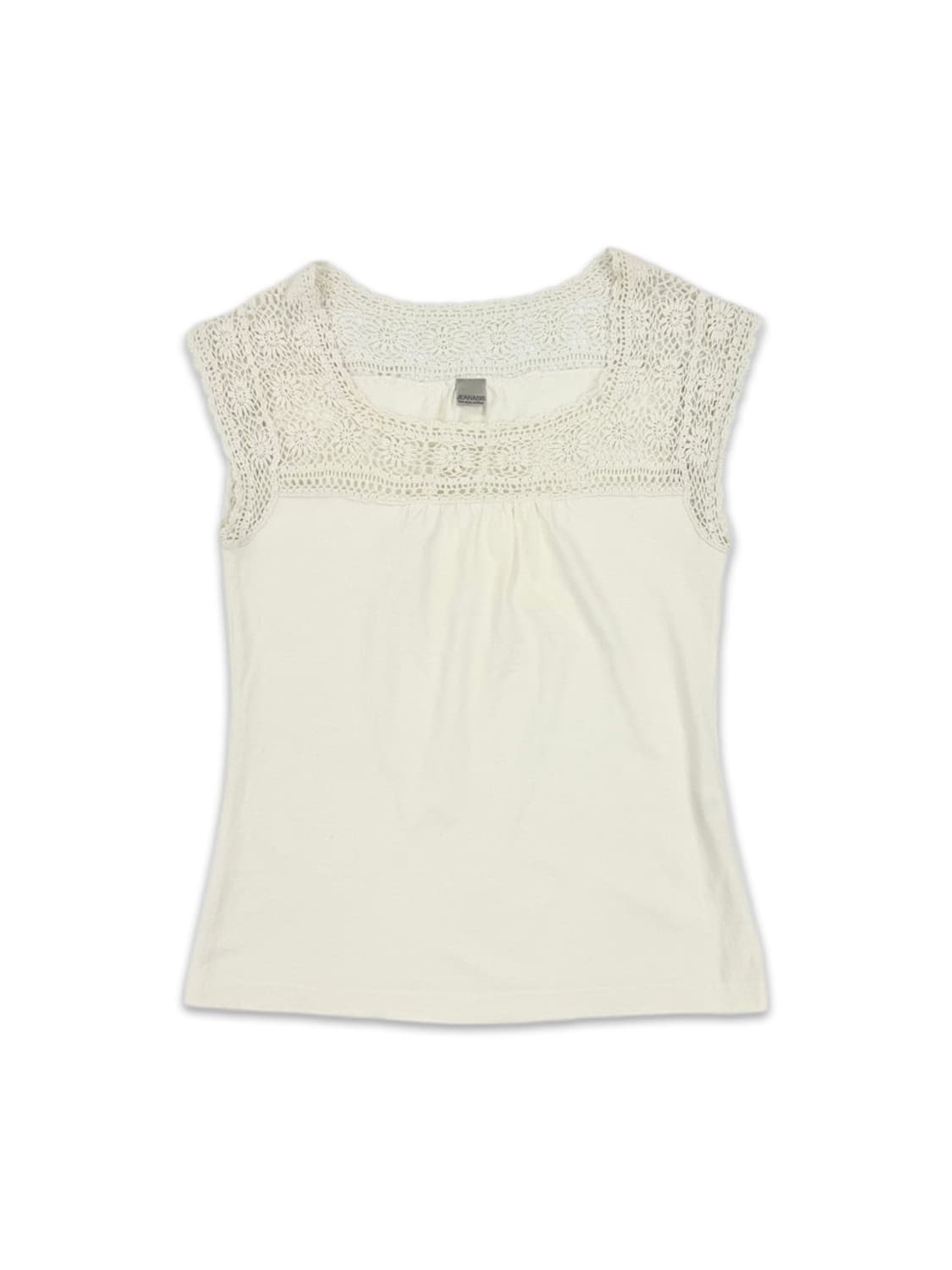 빈티지 JEANASIS 아이보리 니트 레이스 레이어드티 상품이미지1