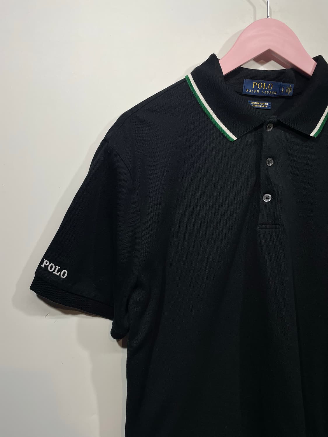 폴로 블랙 피케 반팔티셔츠 그린 스트라이프 상품이미지3