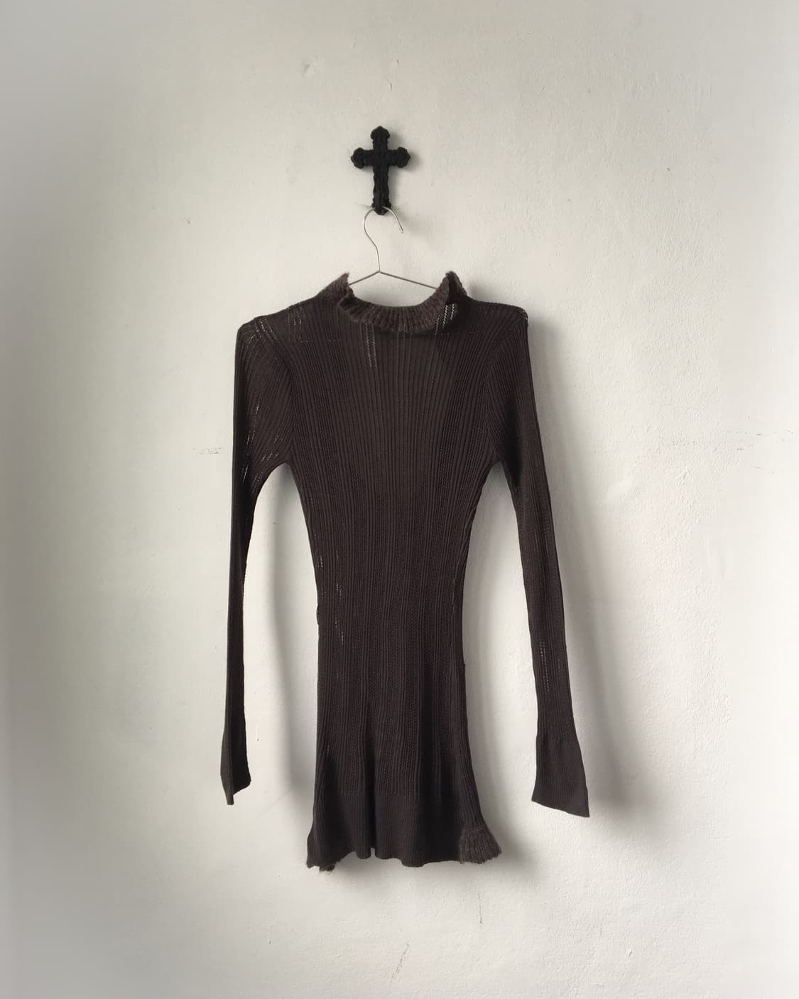 Ruffle point ribbeld woolen knit cardiga 상품이미지3