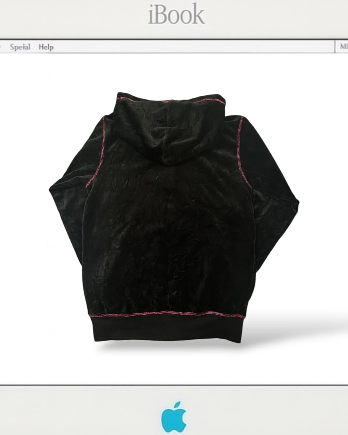  Champion 블랙 벨벳 핑크 스티치 후드 집업 상품이미지2