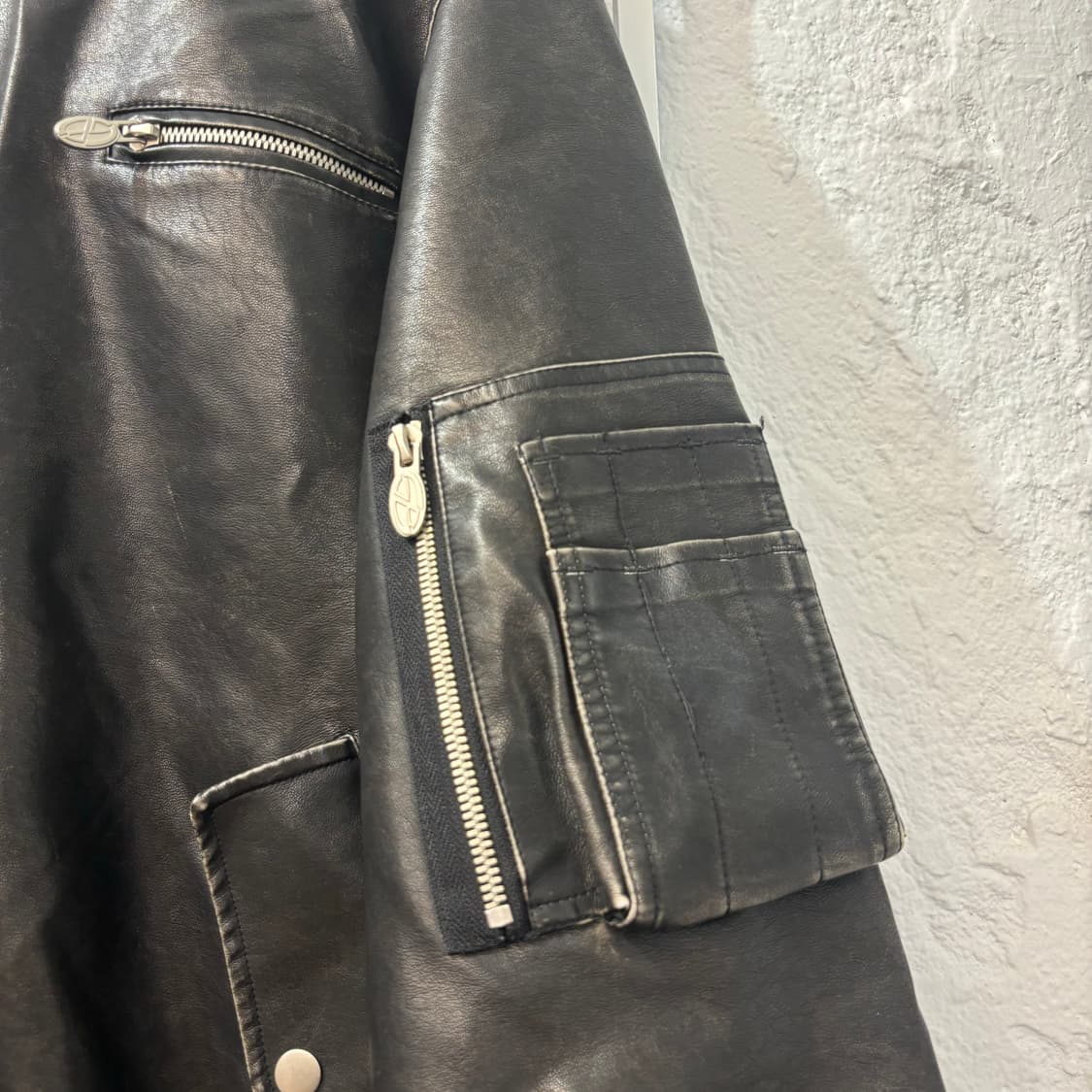 VTG 구빈 블랙 비건 레더 자켓 L 상품이미지6