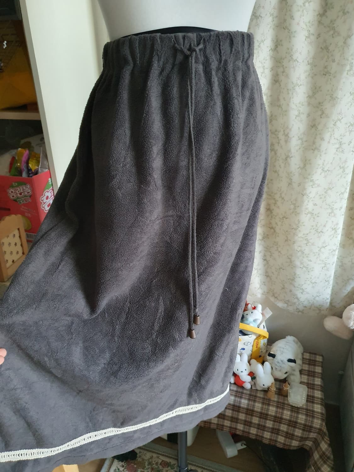 [모리걸] 브라운 융기모 롱 스커트 상품이미지2