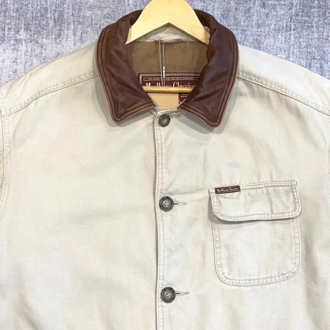 빈티지 말보로 가죽 카라 배색 헌팅 자켓 상품이미지3