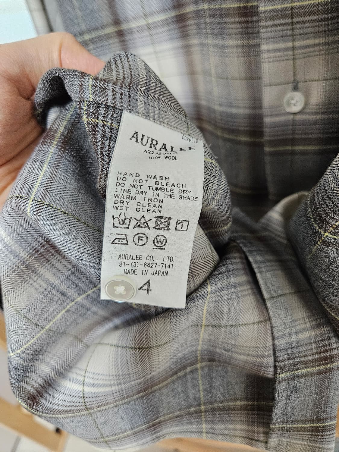 오라리/ 22AW 슈퍼 라이트 울 체크 셔츠 헤링본 브라운/ 4 상품이미지9