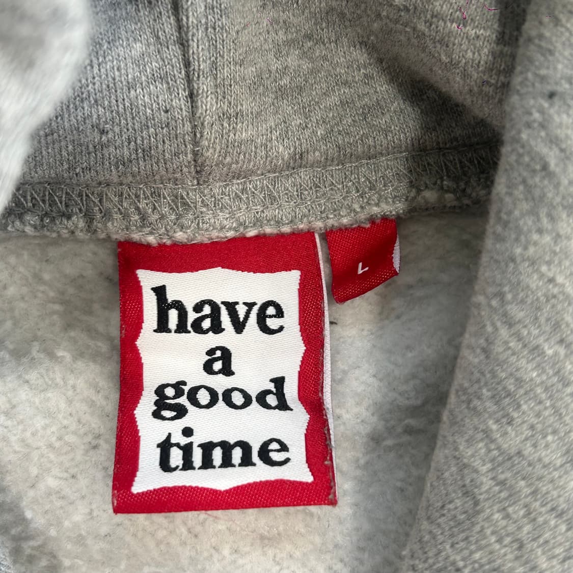Have a good time 해브어굿타임 레드로고 그레이 후드티  상품이미지5