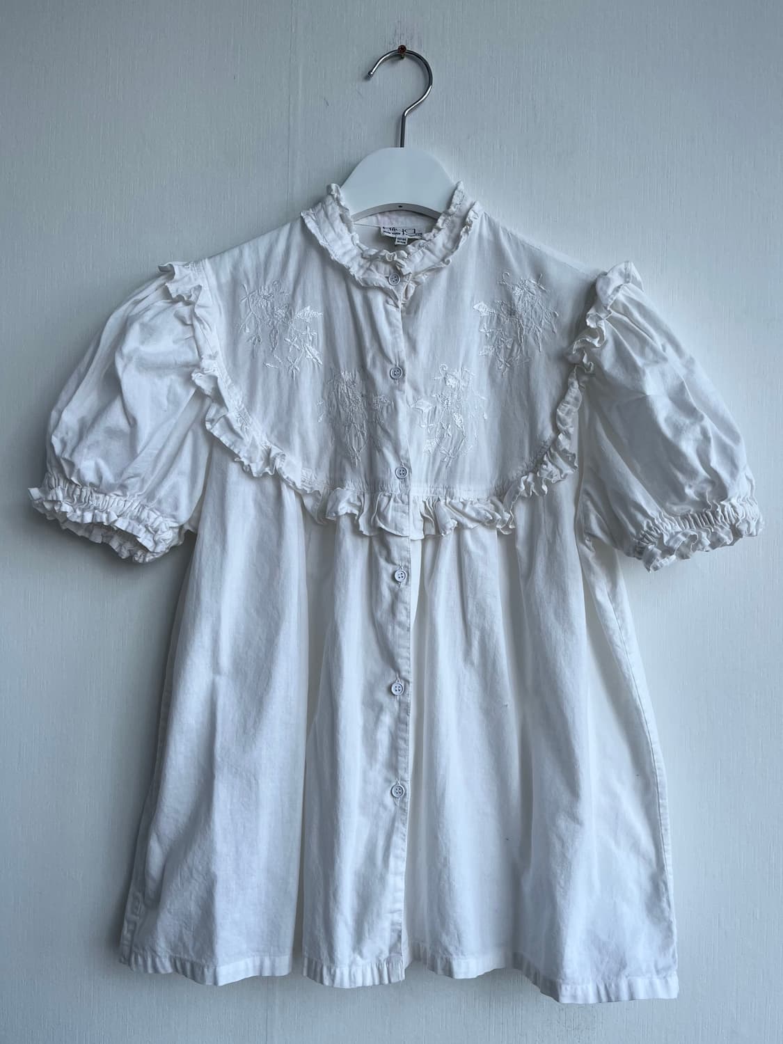 퍼프 레이스 프릴 반팔 블라우스 상품이미지1