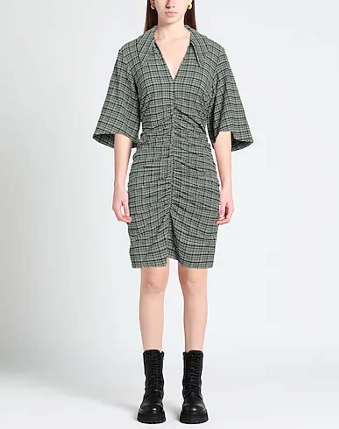 GANNI 가니 체크 셔링 미니 원피스 상품이미지3