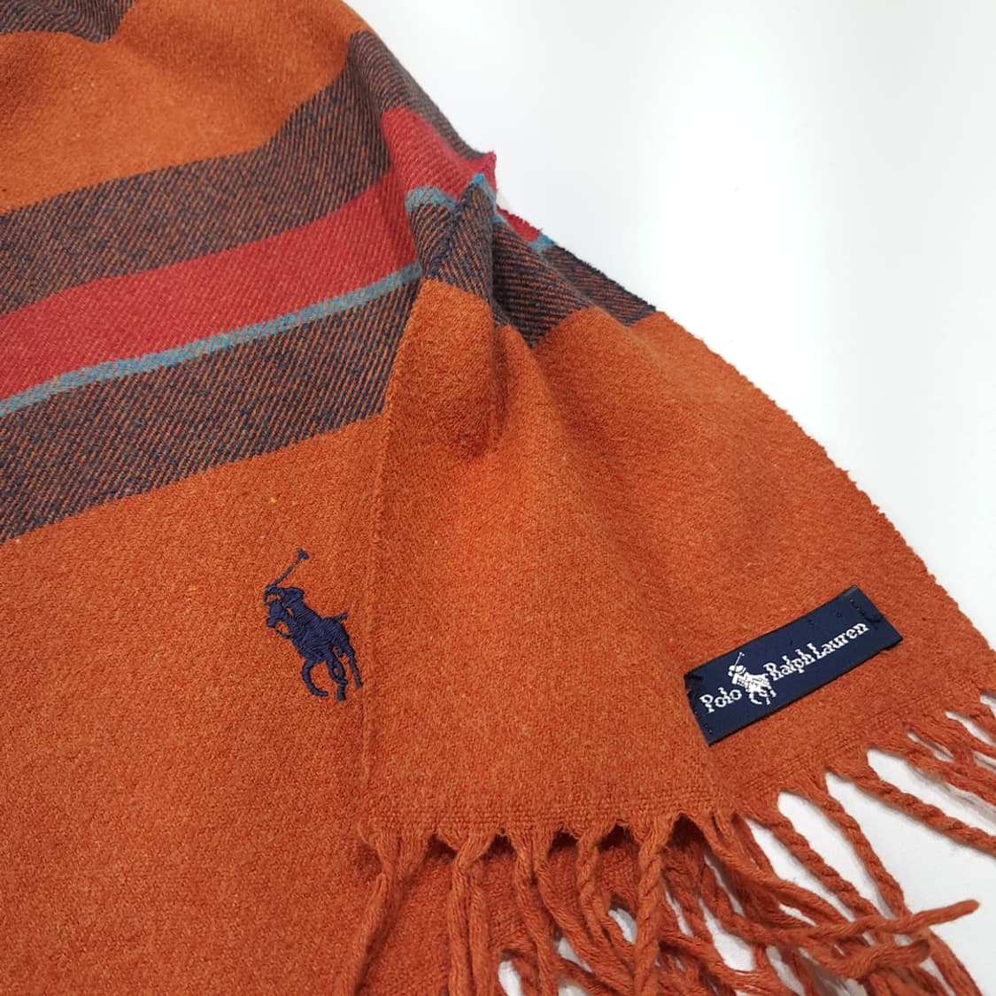 MX611 폴로 00s 울 멀티스트라이프 오렌지 머플러 목도리 상품이미지6