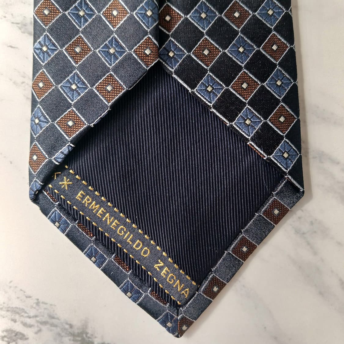 에르메네질도 제냐 기하학 자카드 넥타이 9cm S~A+등급 E896 상품이미지8