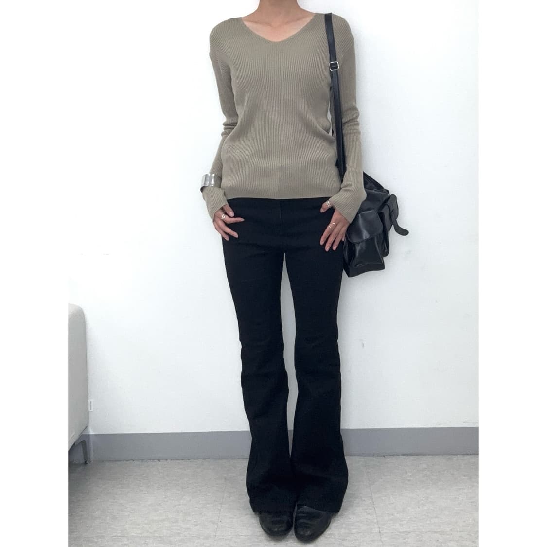 빈티지 카키 골지 롱슬리브 상품이미지2