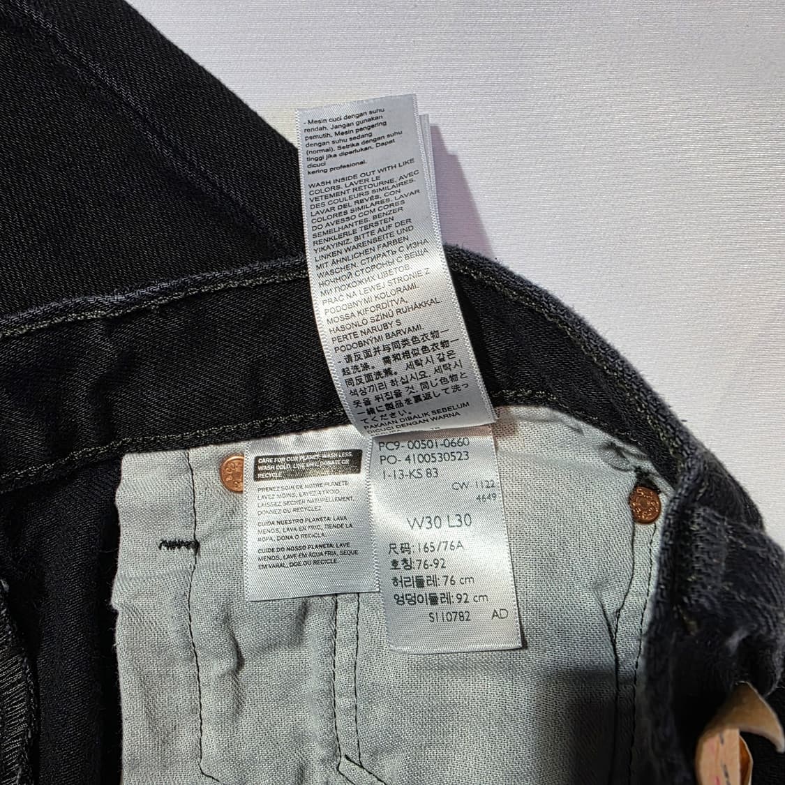 [W30L30]리바이스 501 블랙 데님 팬츠 상품이미지4