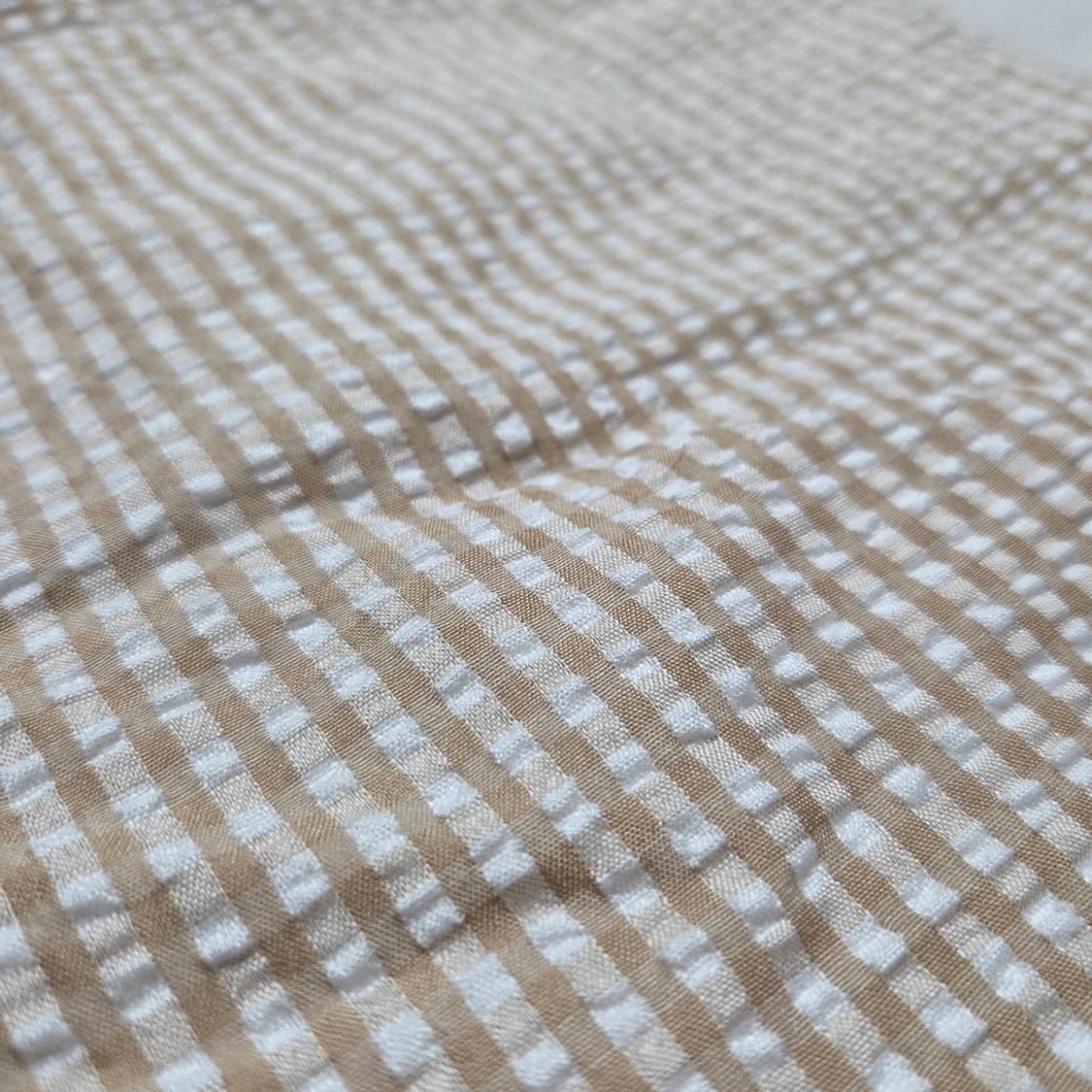 모리걸 하구미 베이지 체크 시어서커 에코백 상품이미지2