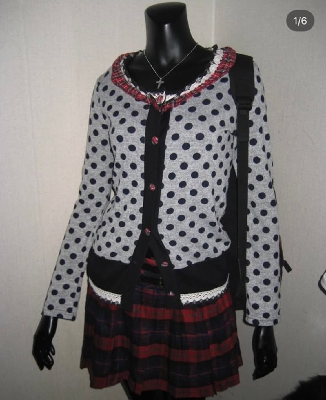 택포) 캐캐체 아무 빈티지 체크 가디건 스커트 세트 상품이미지1