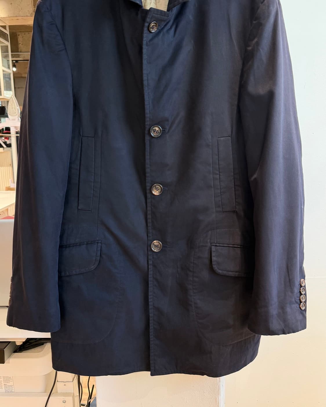 브루치노 쿠치넬리 네이비 폴리에스터 카라넥 자켓 상품이미지6