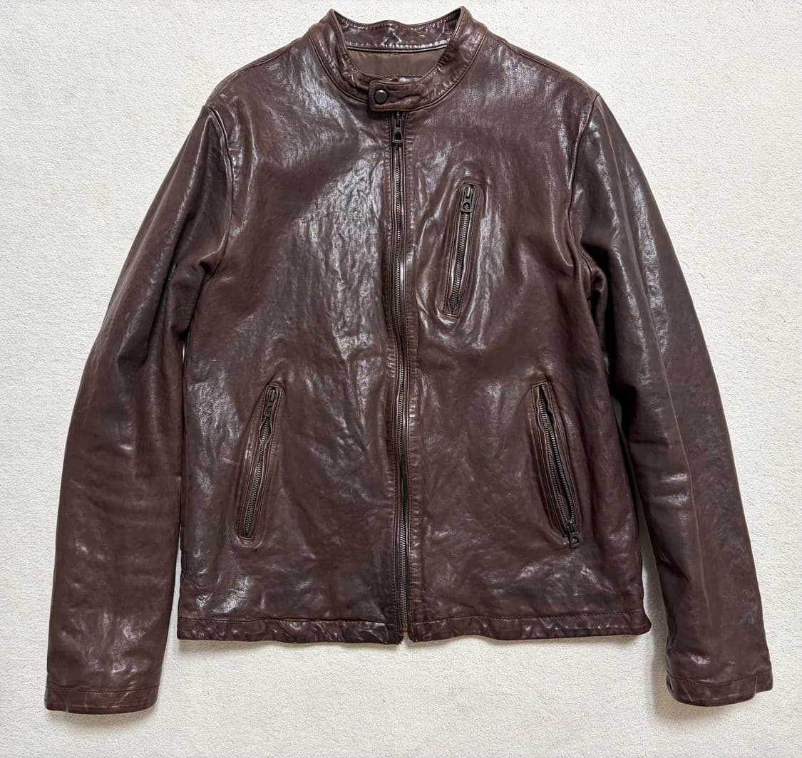 [XL] 시리즈(SERIES) 램스킨 레더 바이커 자켓 (브라운) 상품이미지1