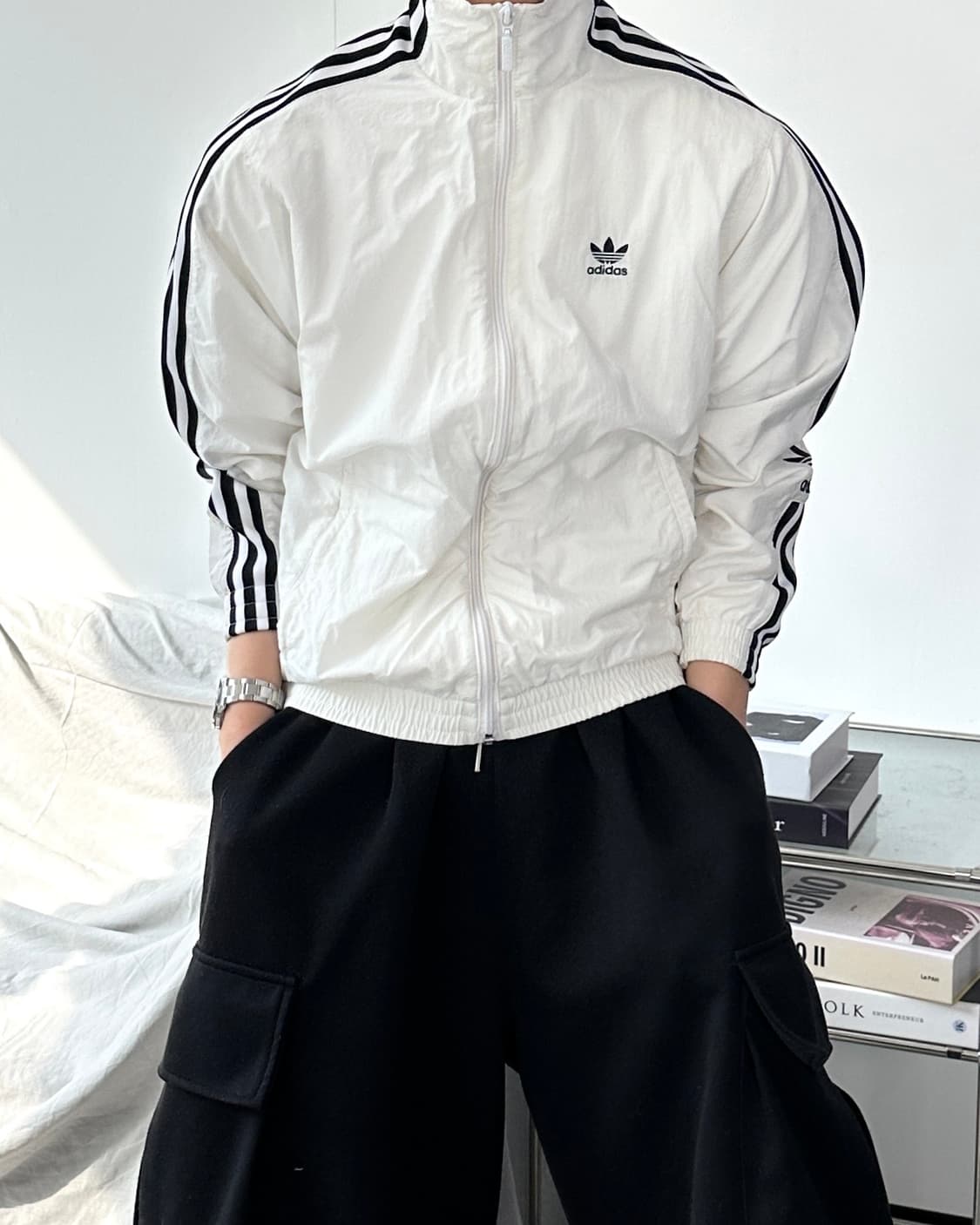 아디다스 화이트 오리지널 트랙탑 바막막이 XS 상품이미지1