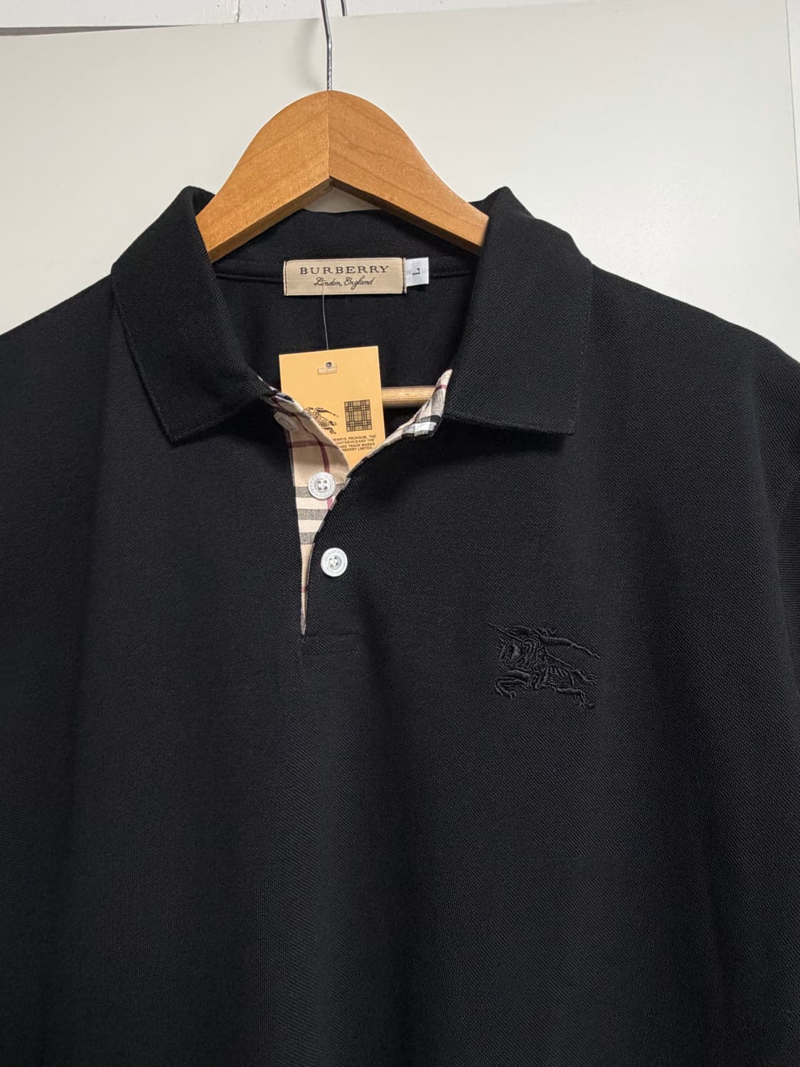 체크 버버리 반팔 카라티 빈티지 스타일 블랙 L사이즈 상품이미지2