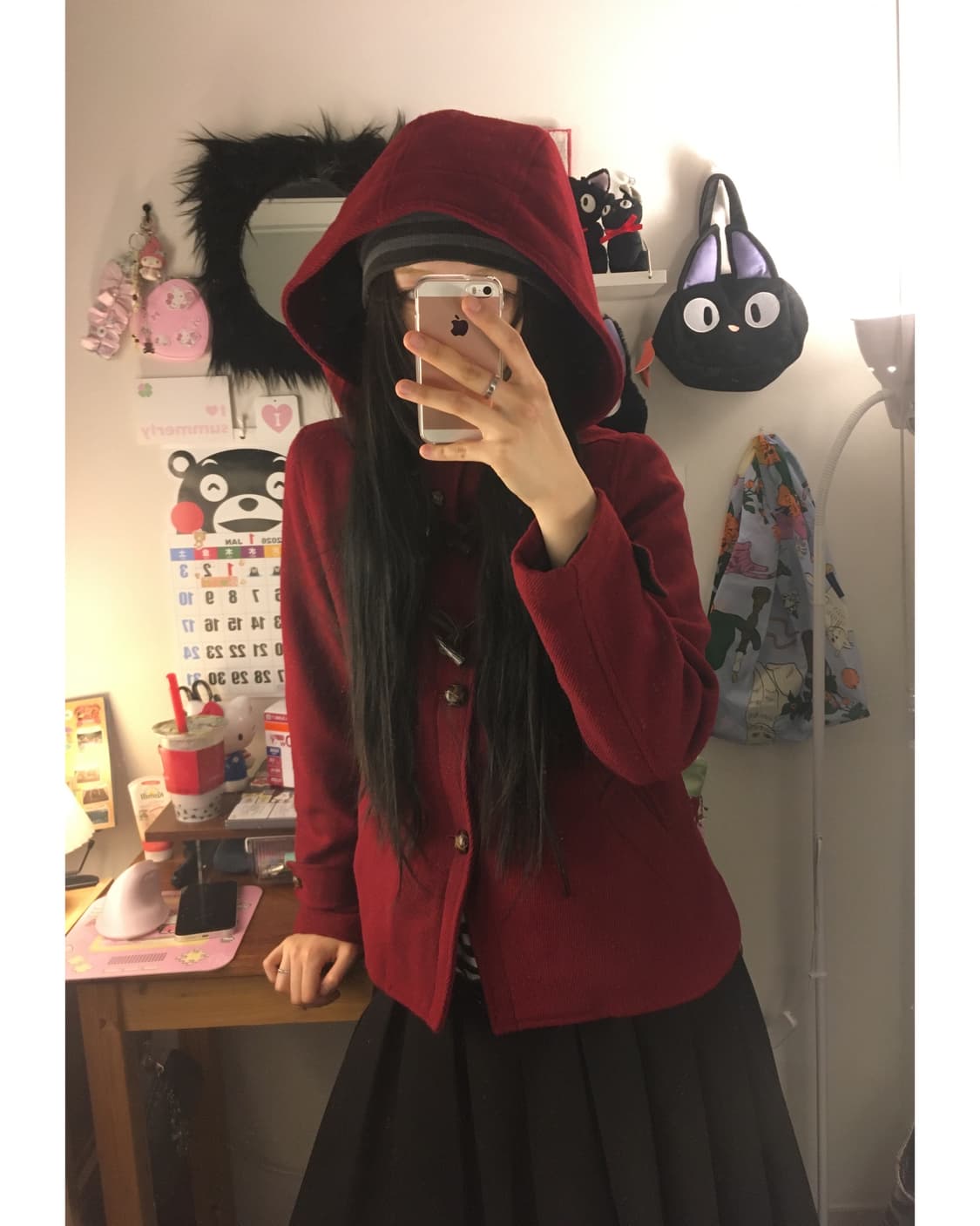 vintage duffle hooded short coat red 상품이미지1