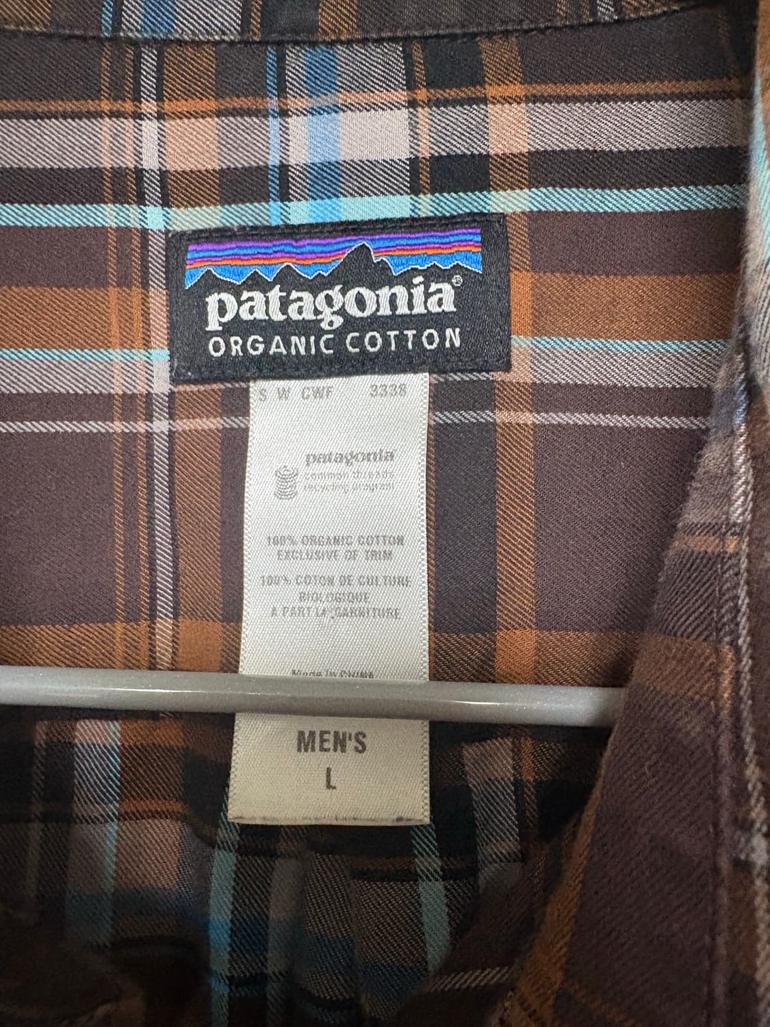 파타고니아 오가닉 코튼 체크셔츠 브라운(L) 상품이미지3