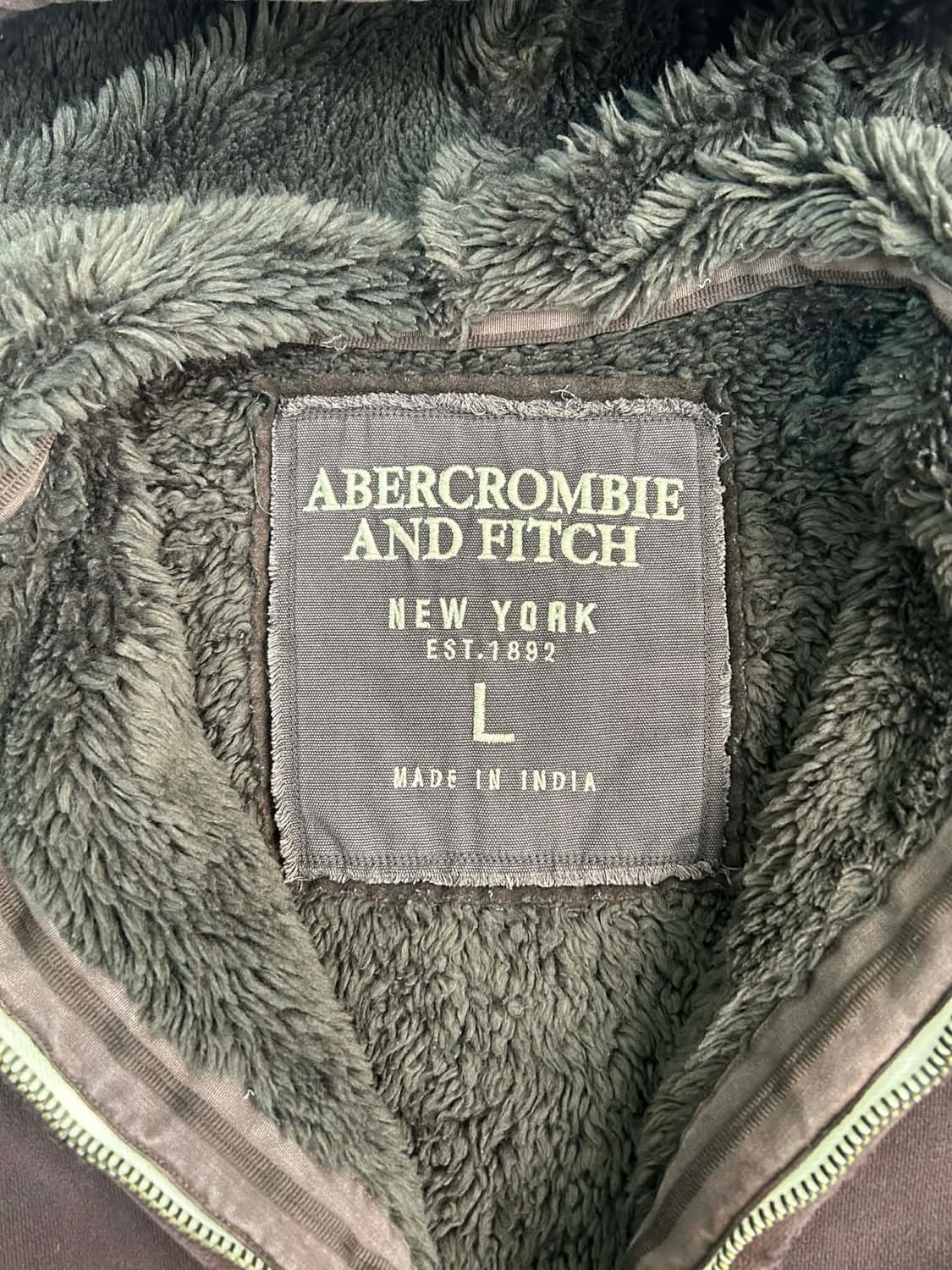 [L] 아베크롬비 y2k 브라운 울프죠 쉐르파 퍼 자켓 후드집업 상품이미지3