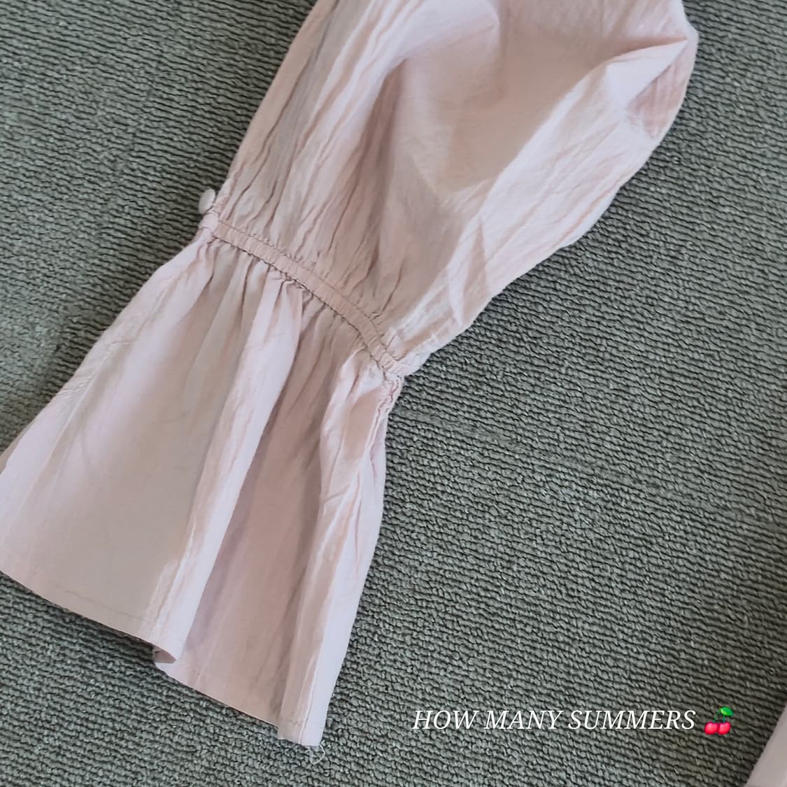 ​면 100% 연핑크 브이넥 리본 벨소매 블라우스 상품이미지9