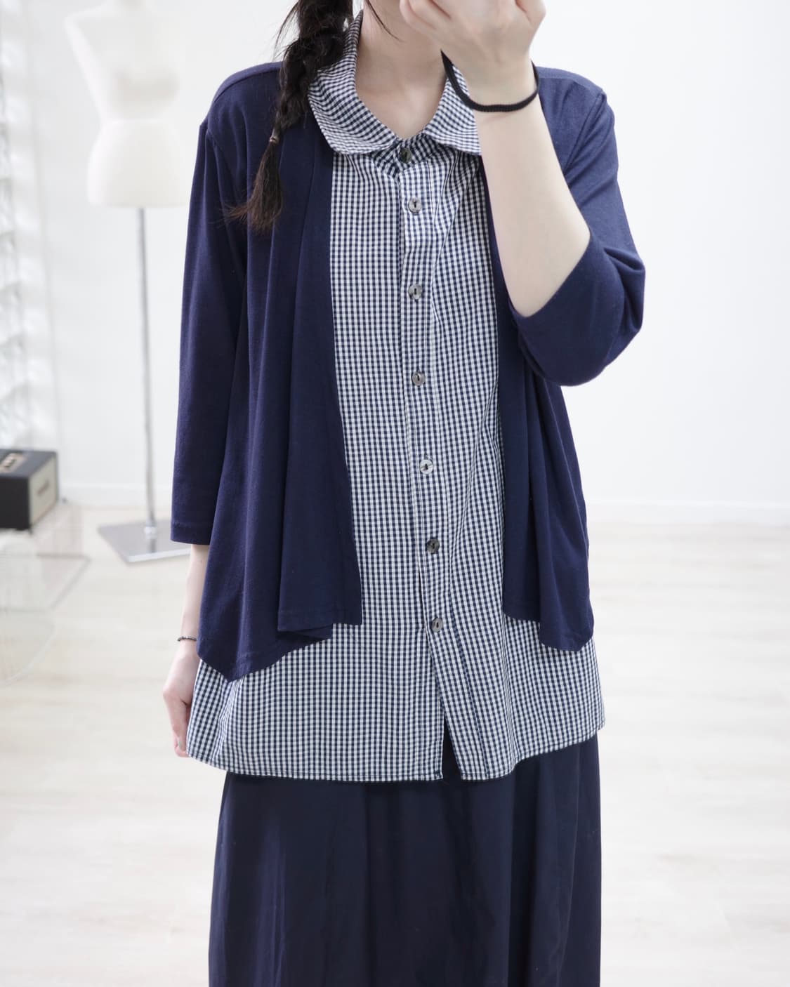  Check cardigan layered T-shirt 상품이미지3