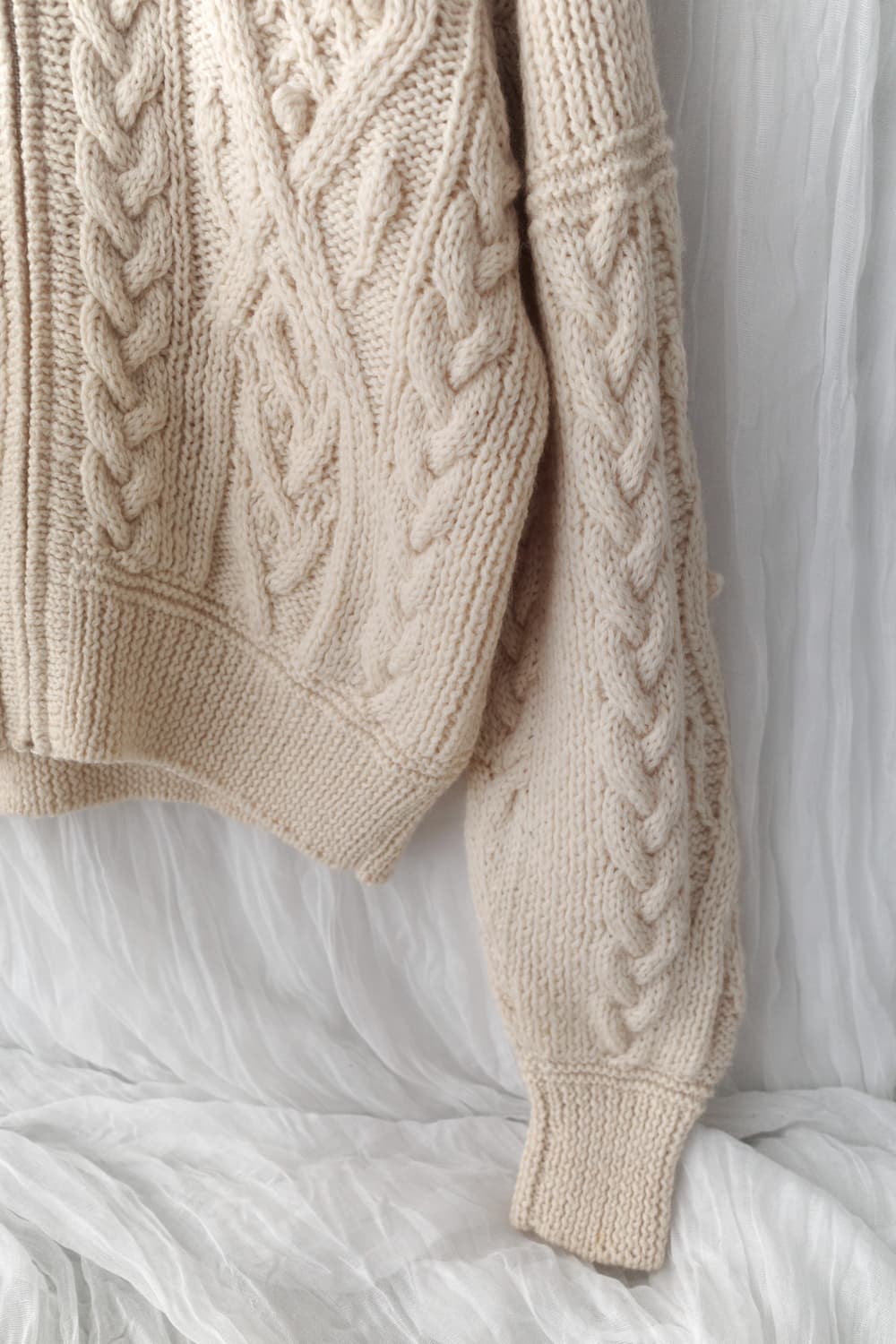 riodecent) crochet knit hood zip-up  상품이미지4