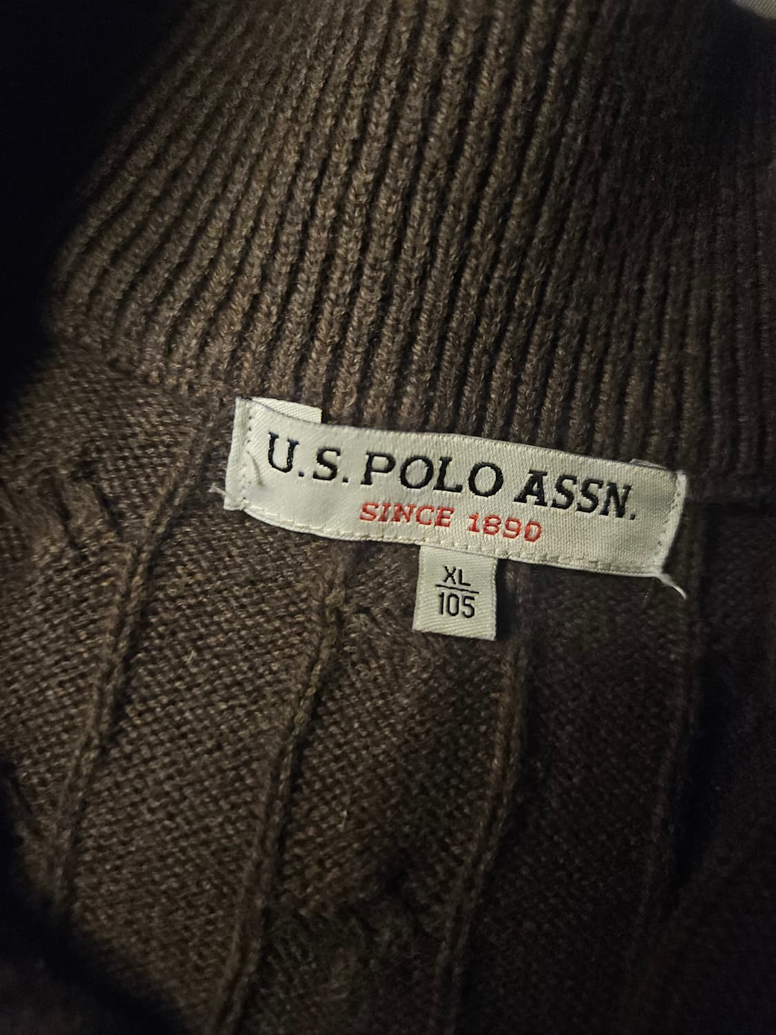 폴로 브라운 반집업 니트 상품이미지2