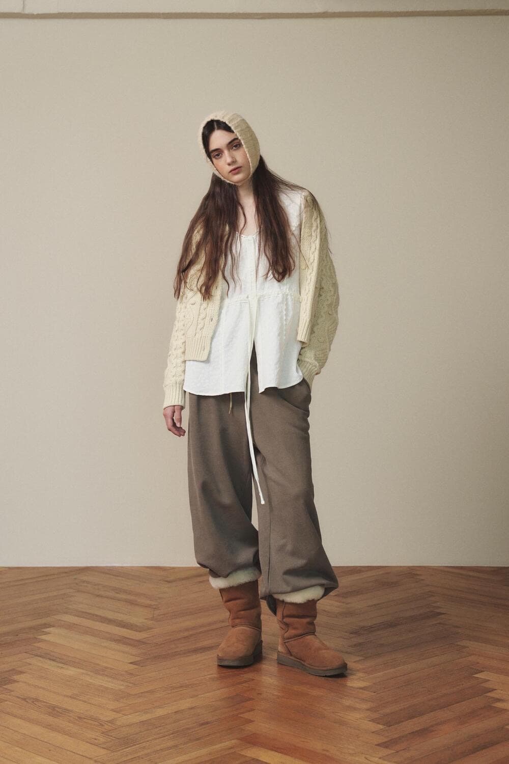 아우어솔티 oursaalty 빈티지 케이블 크림 가디건 니트 F 상품이미지5