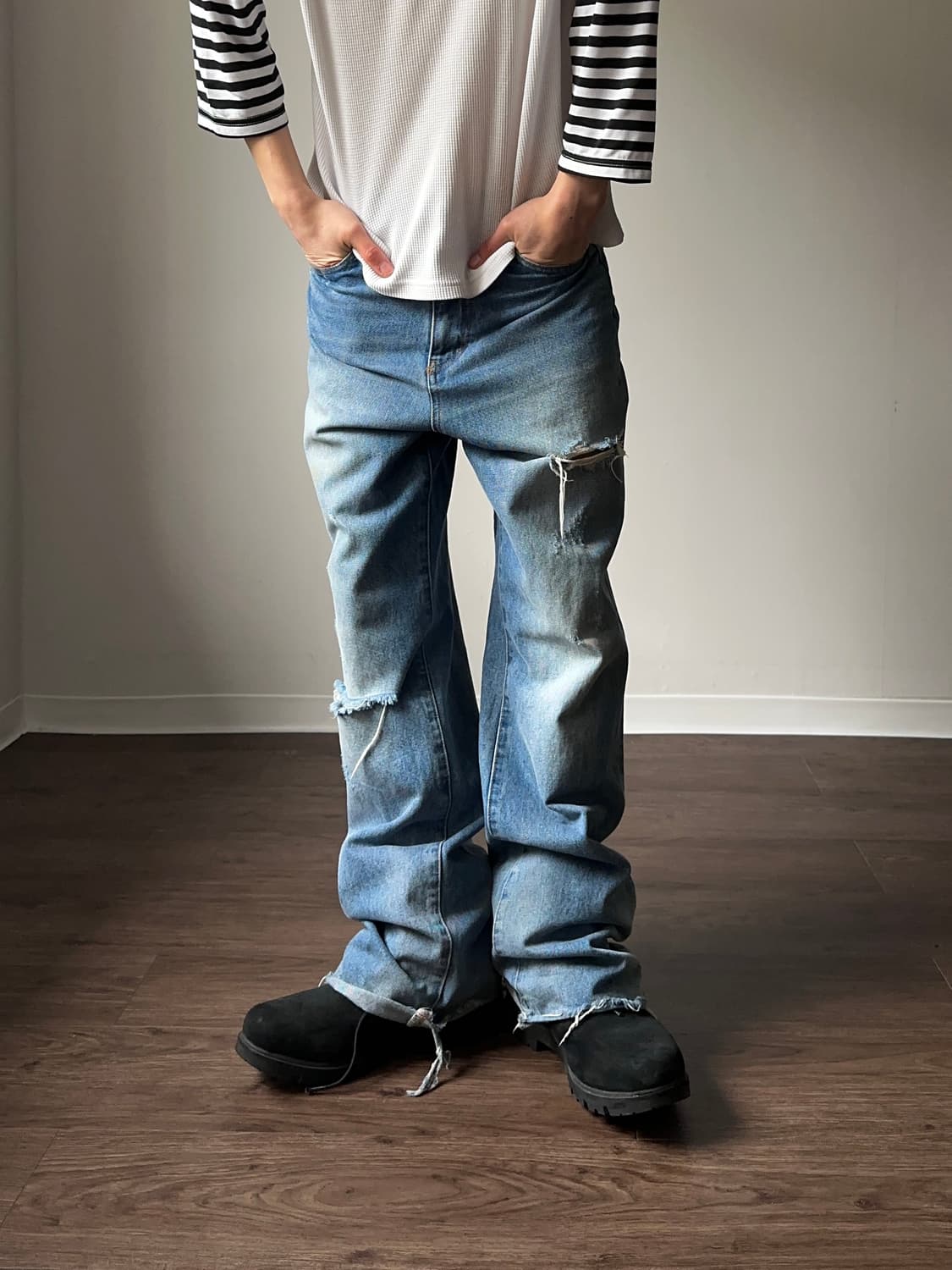 Jeansis 스톤 워시드 플레어 진 상품이미지2