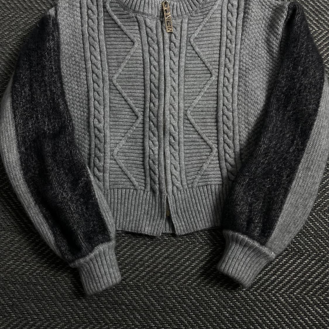 빈티지 우먼스 꽈배기 크롭 니트 자켓 그레이o 4299 상품이미지2