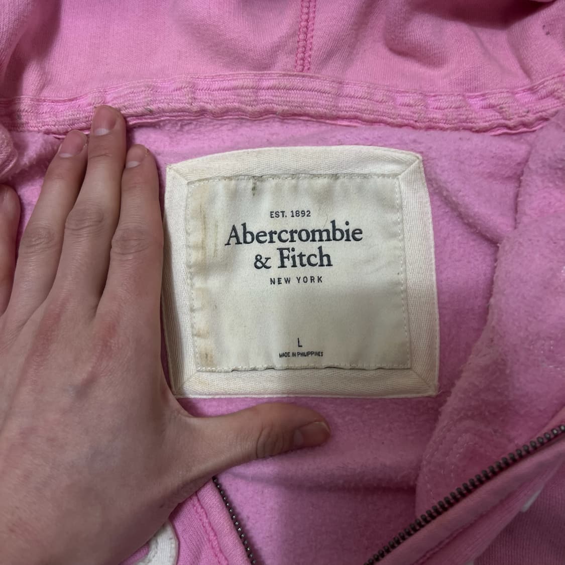 아베크롬비 여성 빅로고 핑크 후드집업 L  상품이미지5