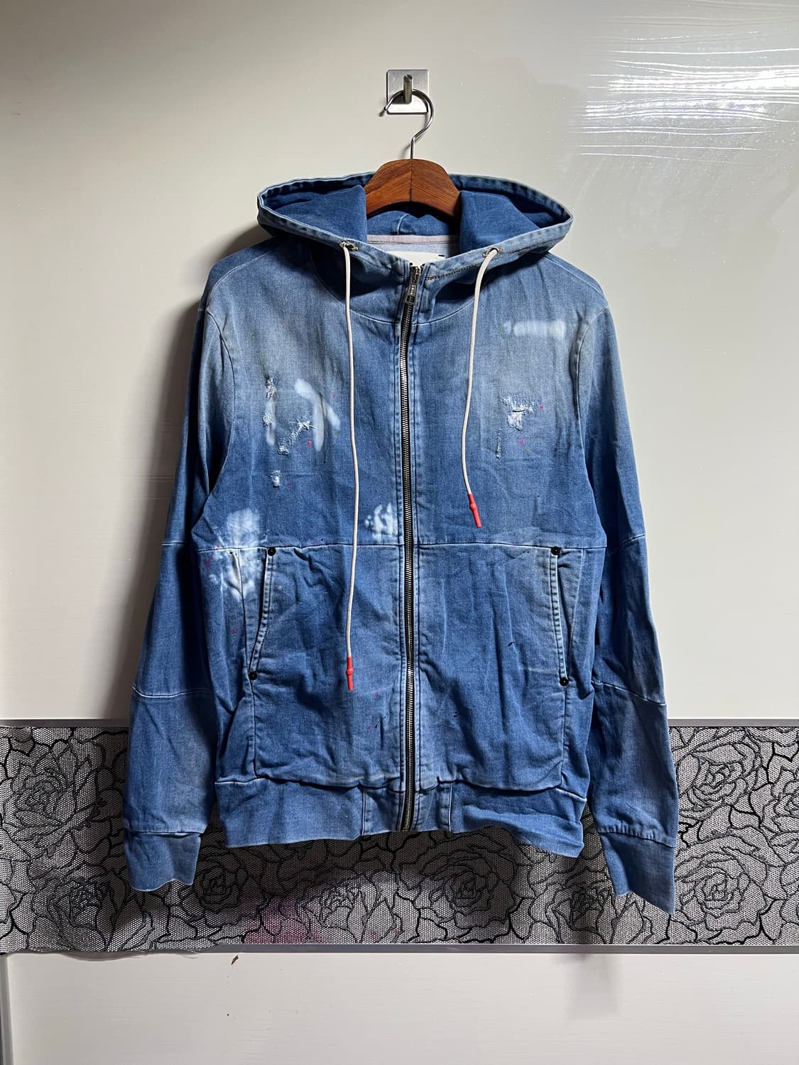 PMDS 데님 페인트 후드집업 상품이미지1