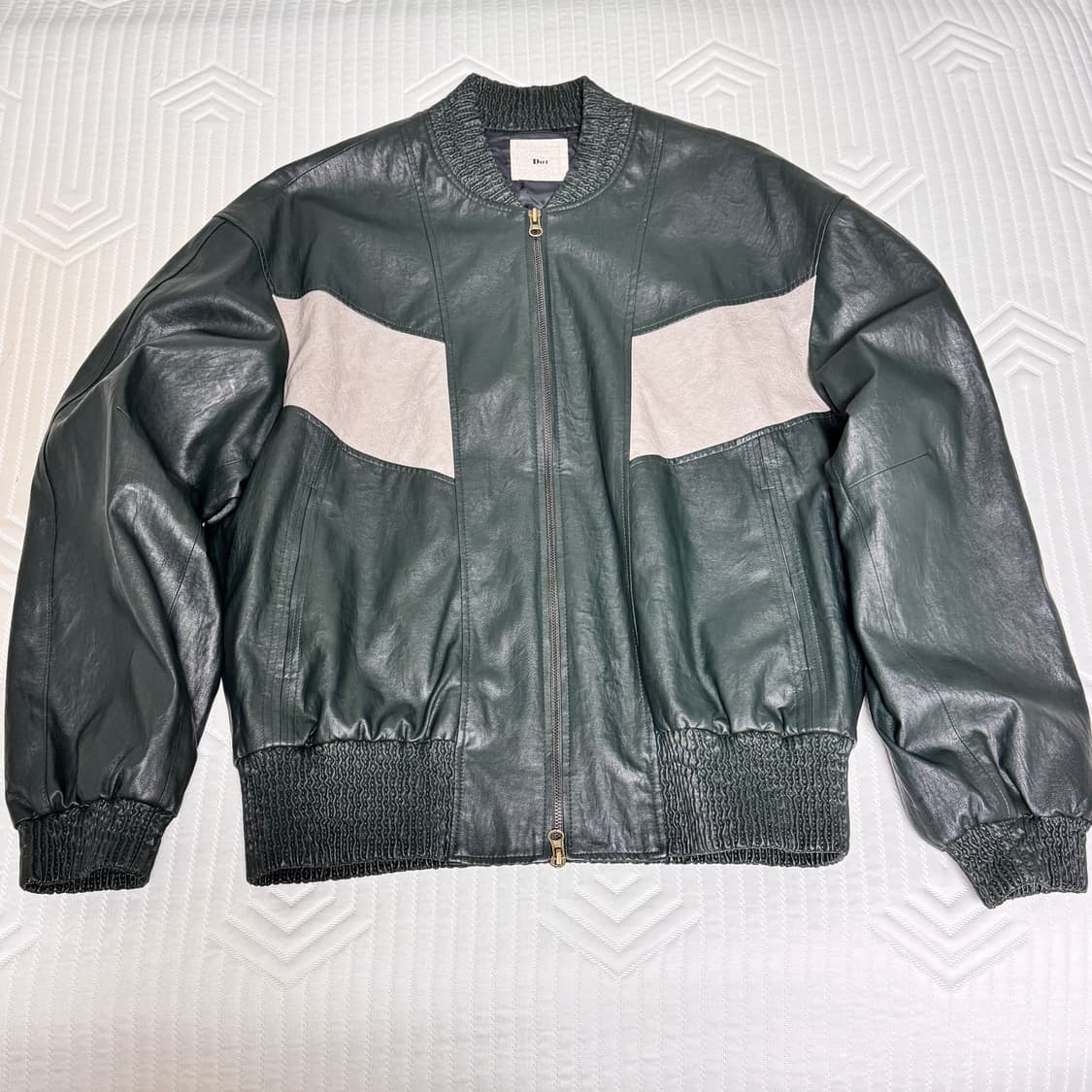 다크 그린 레더 자켓 상품이미지1