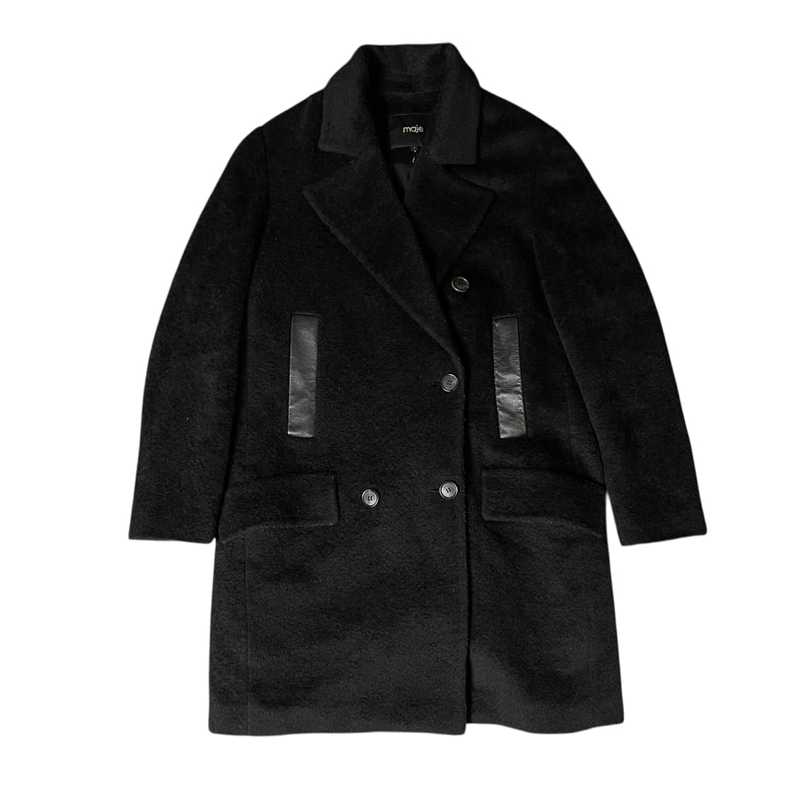 MAJE 블랙 더블 미디 코트 상품이미지1