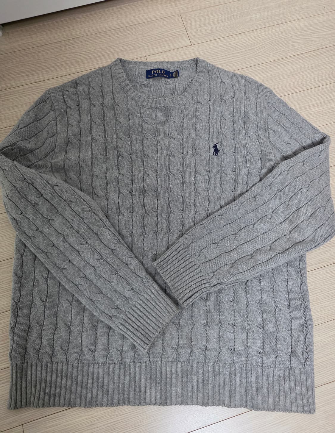폴로 케이블 니트 그레이 L 상품이미지1