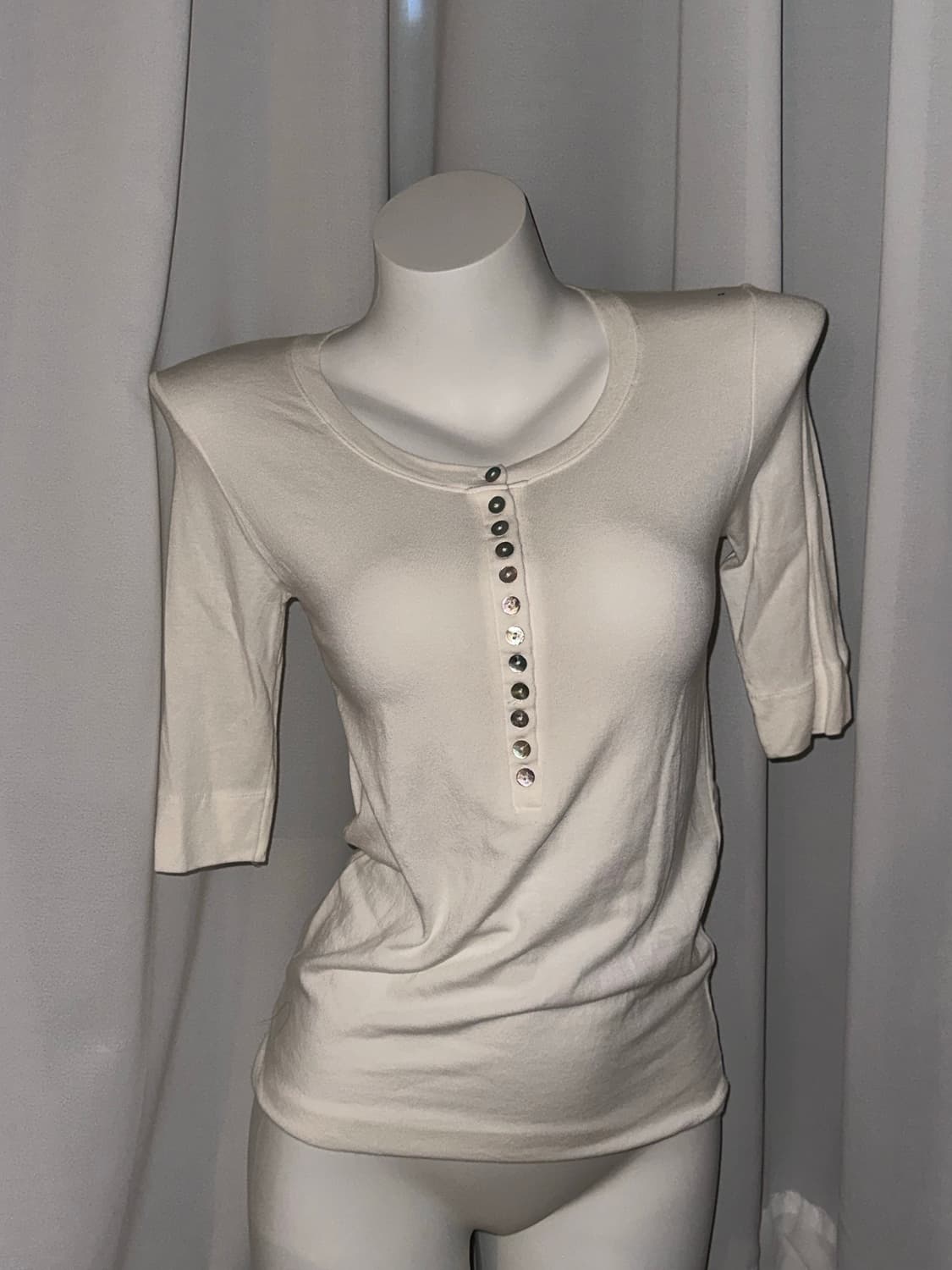 빈티지 오부 자개단추 티 상품이미지4