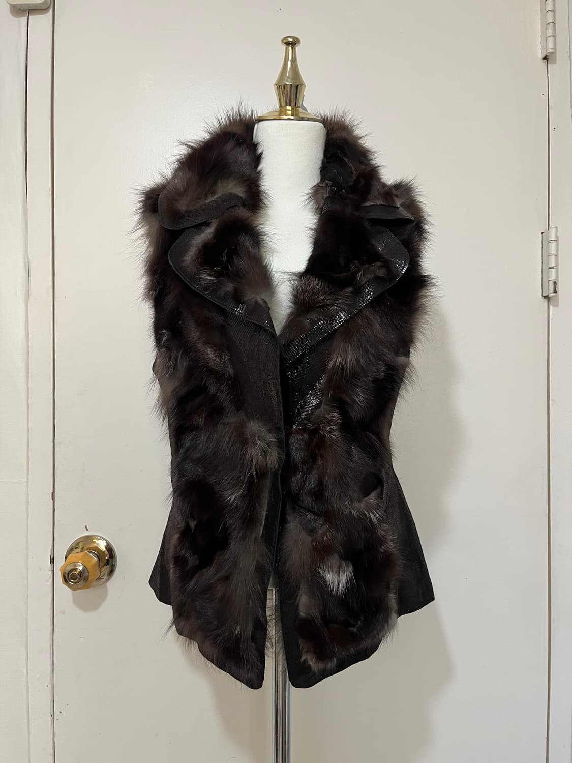 폭스 퍼 믹스 가죽 베스트 상품이미지2