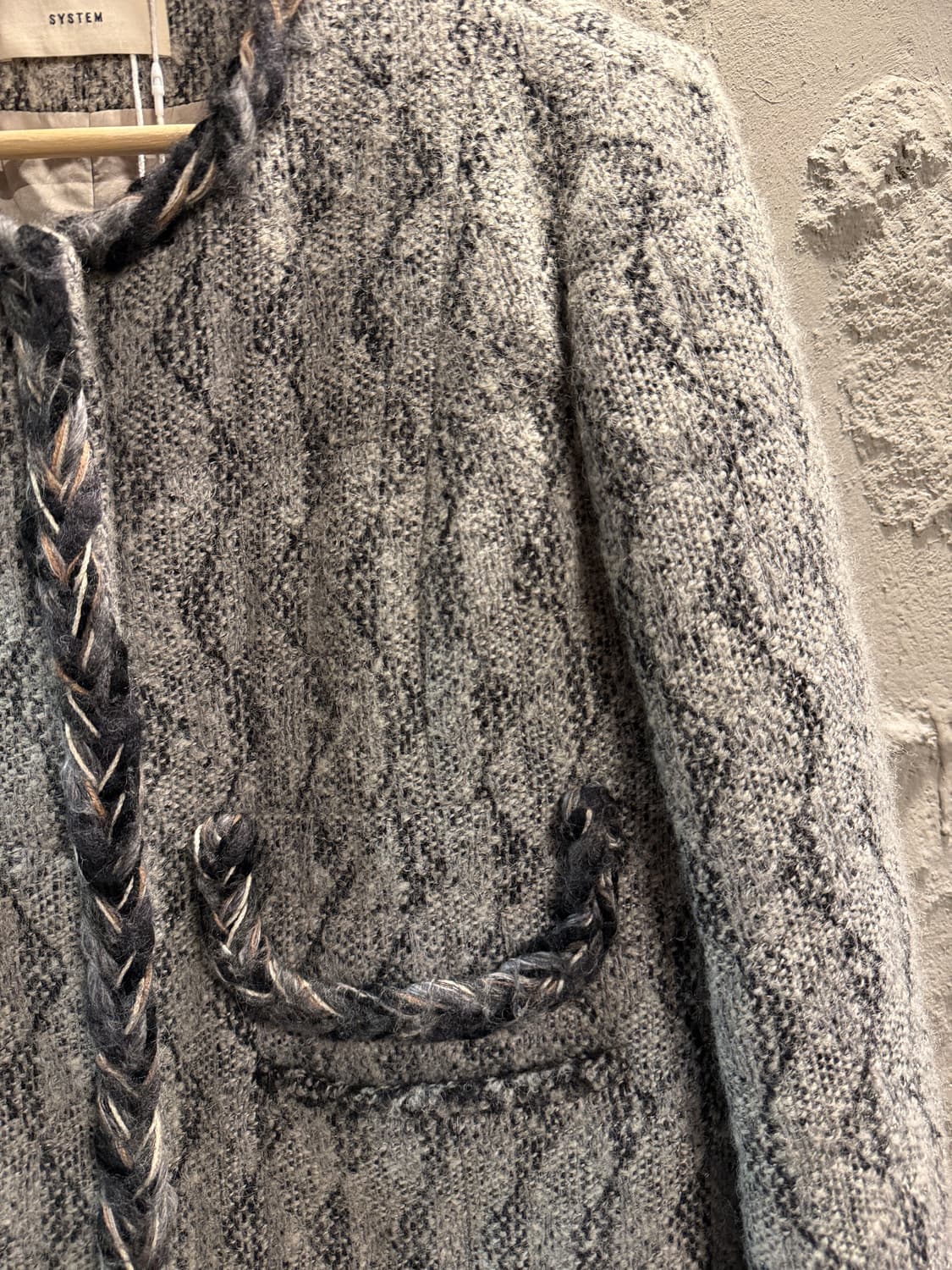 시스템 트위드 노카라 자켓 55-66 상품이미지3