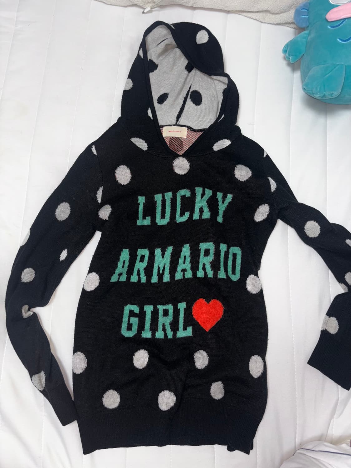 도트 땡땡이 니트후드티 상품이미지1